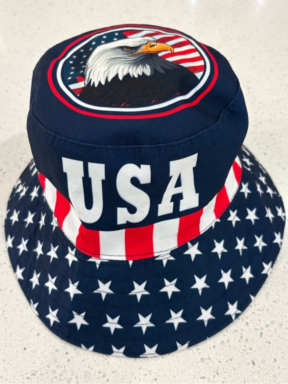USA Patriotic Bucket Hat One Size Brand New No Tags Eagle Stars & Stripes